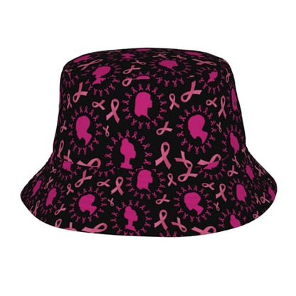 Bucket Hat for Men Women Packable Sun Hats Fisherman Outdoor Summer Travel Hiking Beach Caps - color: Breast Cancer
