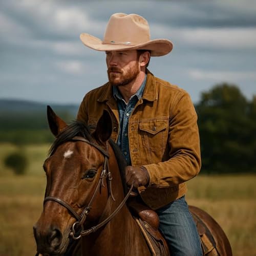 Cowboy Hat for Men and Women - Cattleman Wide Brim Western Cowgirl Hat with Gift Packaging - color: Brown, size: 7 3/8-7 1/2