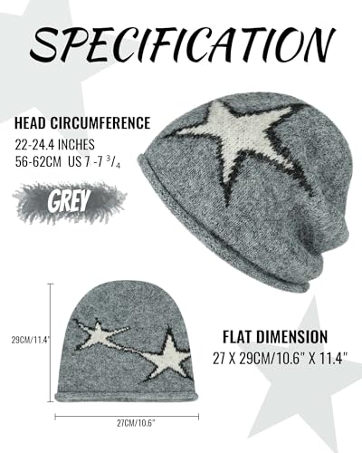 Croogo Slouchy Beanies for Men Women Winter Soft Warm Hat Lightweight & Breathable Slouch Knitted Skull Cap - color: Grey