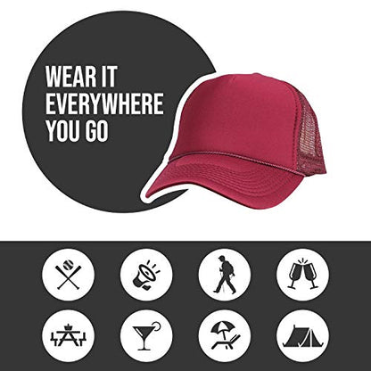 2 Packs Baseball Caps Blank Trucker Hats Summer Mesh Cap (2 FOR Price of 1) - color: Maroon