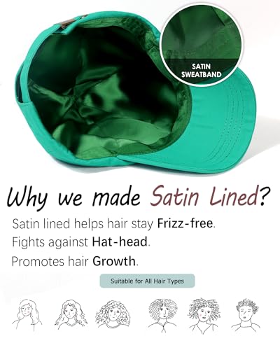 Lvaiz Womens Satin Lined Baseball Cap Washed Cotton Adjustable Dad Hat - color: Light Green