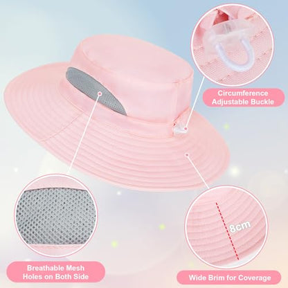 ICOSY Kids Sun Hat, UPF 50+ Girls Beach Hat for Toddler Kids - color: Pure Pink