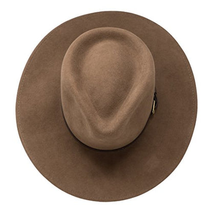 B&S Premium Lewis - Wide Brim Fedora Hat - 100% Wool Felt - Water Resistant - Leather Band - color: Light Brown, size: 7 3/4