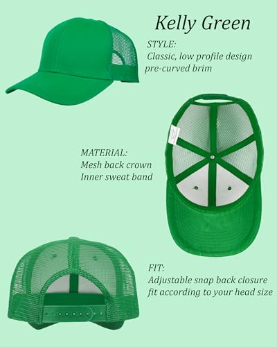 Gelante Mesh Trucker Hat Baseball Cap Structured Front Panel Wholesale LOT 12 Pack - color: Kelly Green