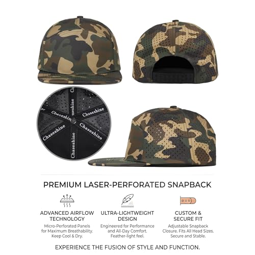 4 Inclusive Sizes Performance Flat Brim Trucker Hat Men Women, 7 Panel Snapback Running - color: 69.camo-1