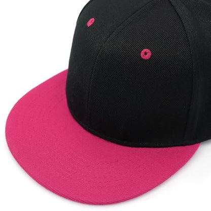Snapback Hat Flat Bill Visor Hats Adjustable Hip Hop Baseball Cap for Women Men - color: Black Rose Red