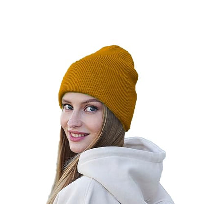HIWIND Beanie for Men Women Knit Cuffed Winter Beanies Skull Cap Hat - color: Brown