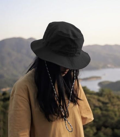 Sun Hats for Men Women Waterproof UPF 50+ Bucket Hat Protection Hat for Fishing Hiking Garden Safari Beach - color: Black
