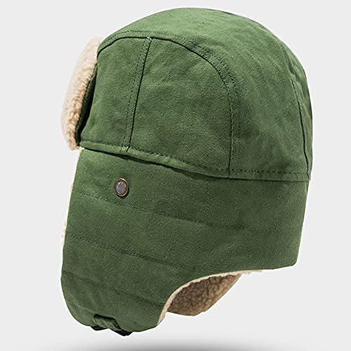 Unisex Winter Hats with Ear Flaps Cotton Trapper Hat Aviator Windproof Ski Cap Buckle Closure Ushanka Outdoor - color: Green