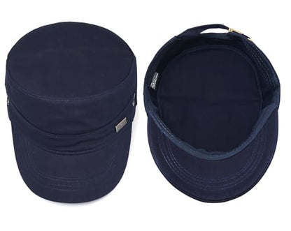 Initlove Cadet Army Cap Military Unisex Flat Top Hat for Men Women - color: Navy