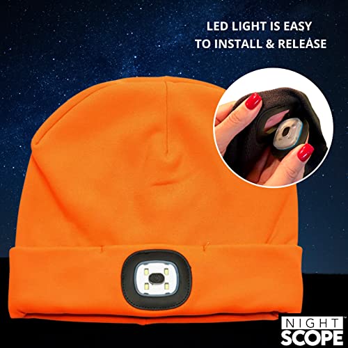 Classic Rechargeable LED Warm Knit Beanie Head Light Hat Headlamp for Outdoor Activities - color: Orange