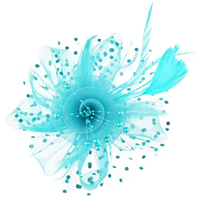 AQOKKA Women Fascinators Hats Flower Fascinators with Headband and Clip Tea Party Headwear for Women and Girls - color: 1 Pc 7" Diameter / Sky Blue Aa
