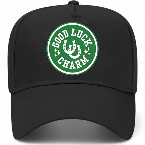 Good Luck Charm Circle Hat | Premium Adjustable Snapback Baseball Trucker Hats for Men & Women - color: Black