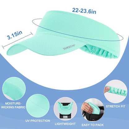 Sukeen Cooling Stretchy Sun Visor for Women Men UV Protection Cooling Hat - color: Macaron Blue