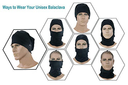 clothin Balaclava Face Mask, Ski Mask for Men Women, Full Face Mask Hood Tactical Skiing,Motorcycling,Winter Sports - color: Black-winter-fleece Lined-2 Pcs