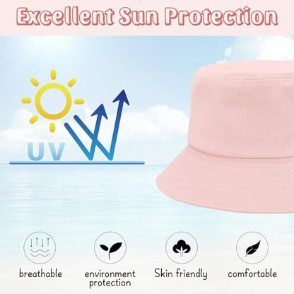 Kids Bucket Sun Hat for Boys Girls, UPF 50+ Packable Wide Brim Beach Cap - color: Black