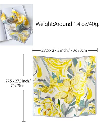 Dailyacc Hair Bandanas Scarf For Women Lightweight Fashion Neck Silk Satin Head Scarves For Sleeping Handbags Scarf - color: 12-yellow Graffiti/27.5*27.5in
