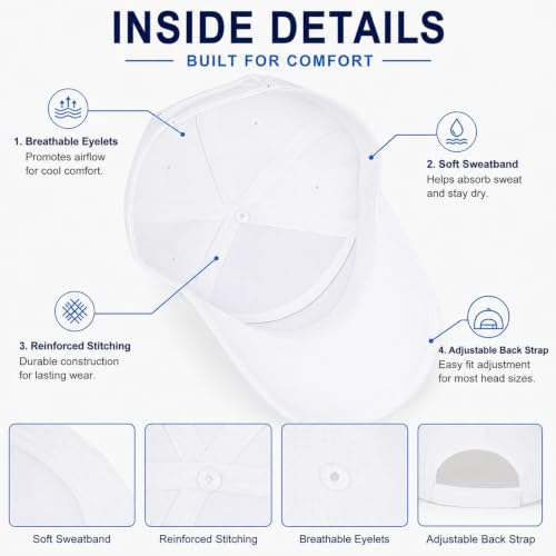 Quick Dry Baseball Cap Trucket Hats UPF50+ Structured Golf Hats Men Women - color: 3-black+white+grey