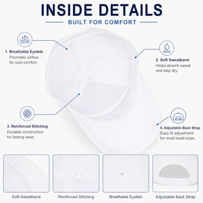 Quick Dry Baseball Cap Trucket Hats UPF50+ Structured Golf Hats Men Women - color: 3-black+white+grey