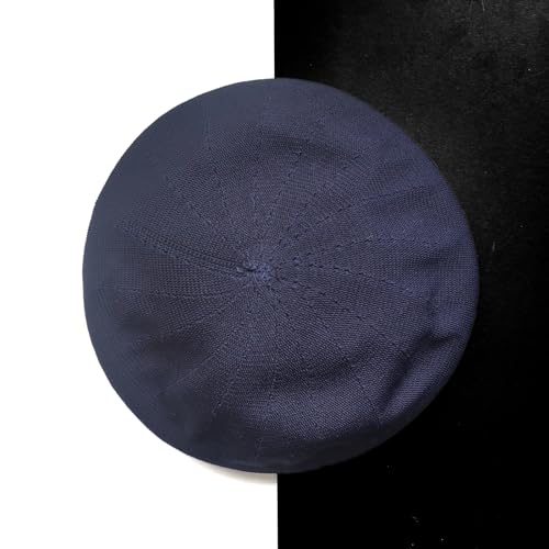Summer French Beret Breathable Thin Beret Hat Solid Color Beanie for Women Lady - color: Navy Blue