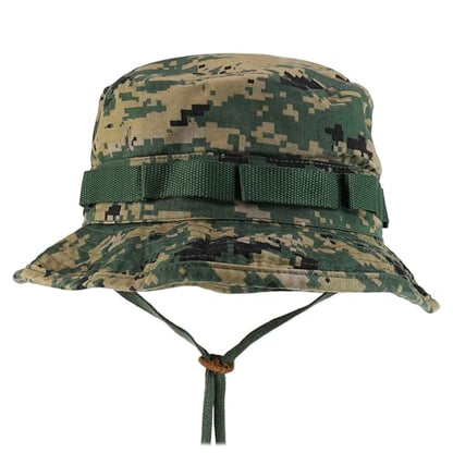 Armycrew 100% Washed Cotton Boonie Hat with Chin Strap - color: Woodland Digital, size: X-Large