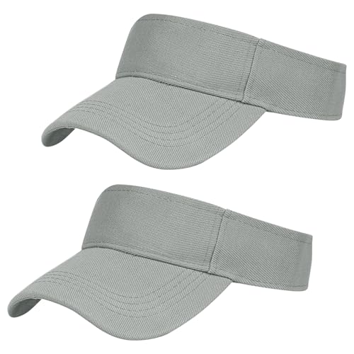 Rbenxia 2 Pieces of Adjustable Sport Visors Sun Visor Hats Cap Visors for Women and Men - color: Grey
