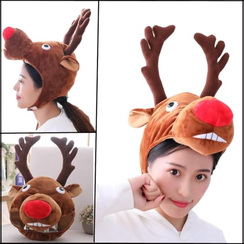 Winter Plush Hat with Horns Faux Fur Animal Trapper Hat Ox Ears Beanie for Halloween Xmas Carnival Cosplay - color: Reindeer
