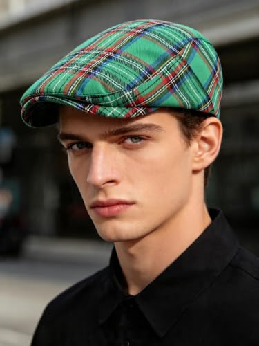 Idopy Men`s Classic Adjustable Ivy Irish Newsboy Golf Cap Hat - color: Green