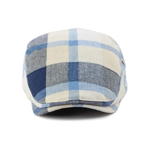 Plaid Newsboy Hats Flat Cap for Men Women Ivy Catsby Cabbie Driving Hat - color: Plaid-01-blue