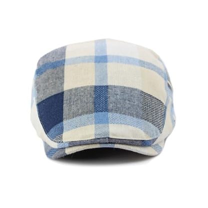 Plaid Newsboy Hats Flat Cap for Men Women Ivy Catsby Cabbie Driving Hat - color: Plaid-01-blue