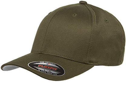 Flexfit Wooly Combed Twill Cap 6277 - color: Olive, size: 7 1/8-7 5/8
