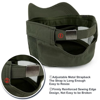 Loneshark Water Resistant Military Hat Quick Dry Cadet Cap Army Flat Top - color: Sport-logo-w-mesh-green