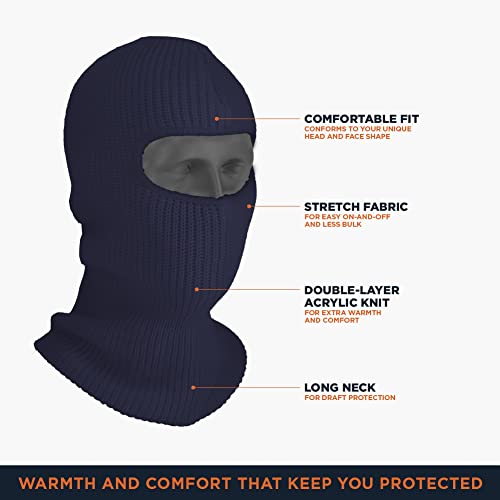 RefrigiWear 2-Layer Acrylic Knit Open-Hole Balaclava Face Mask, High Visibility - color: Navy