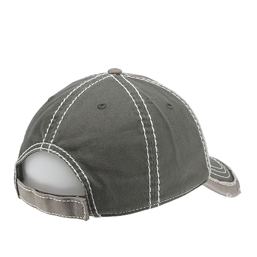 Washed Cotton Distressed with Heavy Stitching Adjustable Baseball Cap - color: Olive Green/Dark Khaki/Olive Green