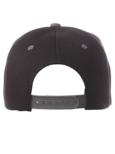 Original Team Coach Snapback Hat Classic Layered Arched Letters Flat Bill Cap - color: Black Charcoal Hat White Black Letters