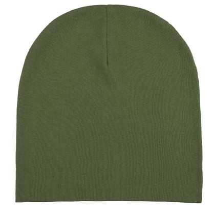 Thin 100% Cotton Fine-Knit Beanie Hat Slouchy Soft Chemo Skull Cap - color: 1-oliver Green