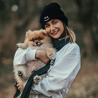 Cool Graphic Beanie for Men and Women - Black - color: Smiley1