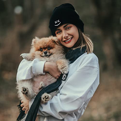 Cool Graphic Beanie for Men and Women - Black - color: Smiley1