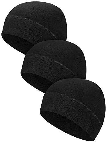 Syhood Winter Warm Skull Cap Soft Fleece Beanie Hat Thick Windproof Watch Cap Skiing Outdoor Warm Colored for Men Women - color: Black, size: Medium