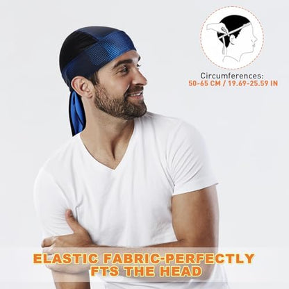 YANIKY Bandanas Skull Caps for Men, Women Skull Cap Helmet Liner Dew Rags - color: Blue