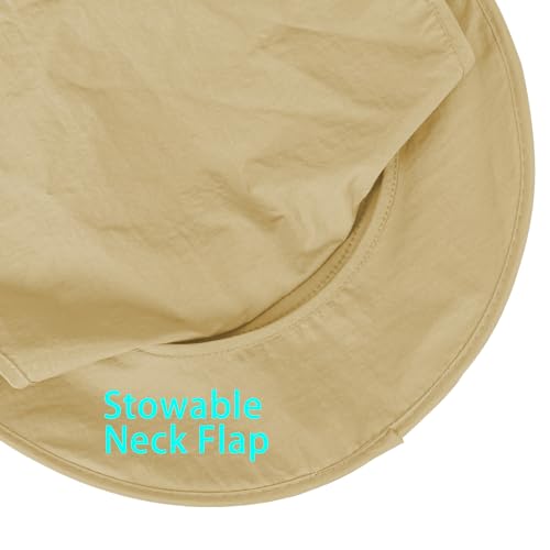 ZOORON Sun Hats for Men Women with Neck Flap Fishing UPF 50+ UV Protection - color: Khaki