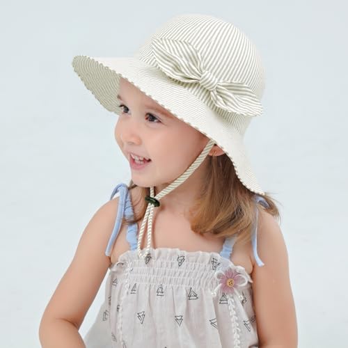 Toddler Kids Baby Girl Sun Hat Floppy Cotton Summer Hat 50+ SPF Protective - color: 04/Stripe/Purple, size: 0-6 Months