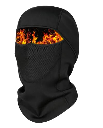 Ski Mask Warm Fleece-Lined Balaclava Face Mask for Cold Weather - color: Black