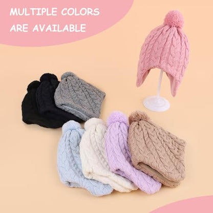 Duoyeree Kids Beanie Dinosaur Pom Pom Knit Winter Hat Fleece Lined for 1-7T - color: Ac-grey, size: 2-4T
