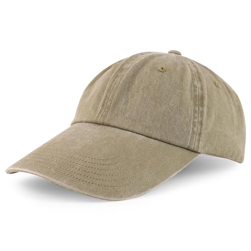 Armycrew XXL Oversize 4 Inch Long Bill Pigment Dyed Baseball Cap - color: Khaki, size: One Size