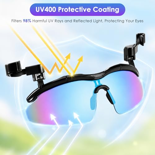 DEECOZY Outdoor Polarized Sunglasses, Fishing Cycling Traveling Flip Cover UV Protection Sunglasses That Can Clip on the Cap - color: Black+blue