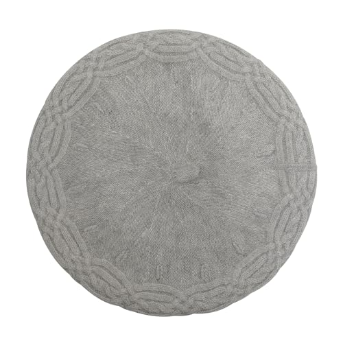 ZLYC Women French Beret Hat Reversible Solid Color Knit Warm Artist Cap - color: Cable Knit Gray