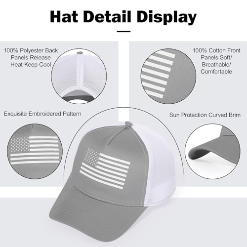 Oversize XXL American Flag Trucker Hat - color: Gray/White, size: XX-Large