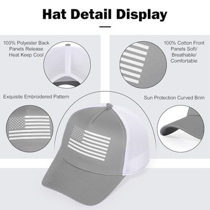 Oversize XXL American Flag Trucker Hat - color: Gray/White, size: XX-Large