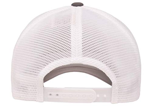 Flexfit 110M Trucker Mid-Profile Mesh Back Snapback Cap - color: Charcoal/White